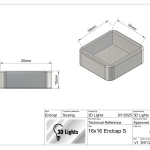 16x16 End cap | Sharp Corner (No Inspection Cover)