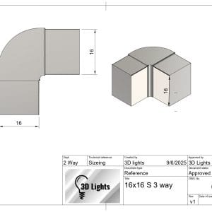 16x16 2way | Sharp Corner (No Inspection Cover)