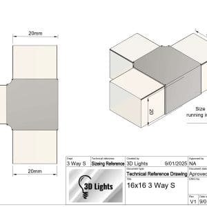 16x16 3way | Sharp Corner (No Inspection Cover)