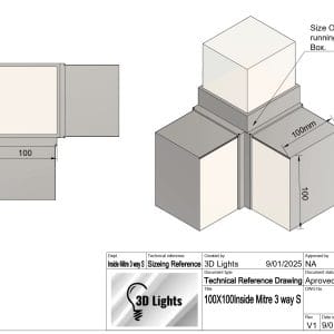 100x100 Inside mitre 3way | Sharp Corner